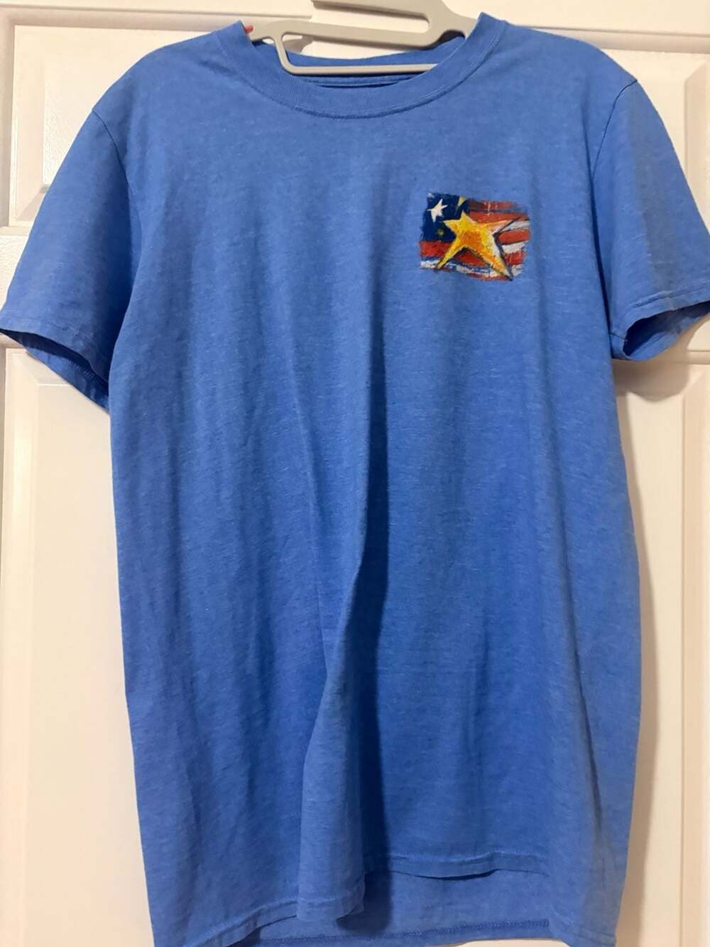 Leoma Lovegrove Mermaid Americana Graphic Art T-Shirt Blue Heather